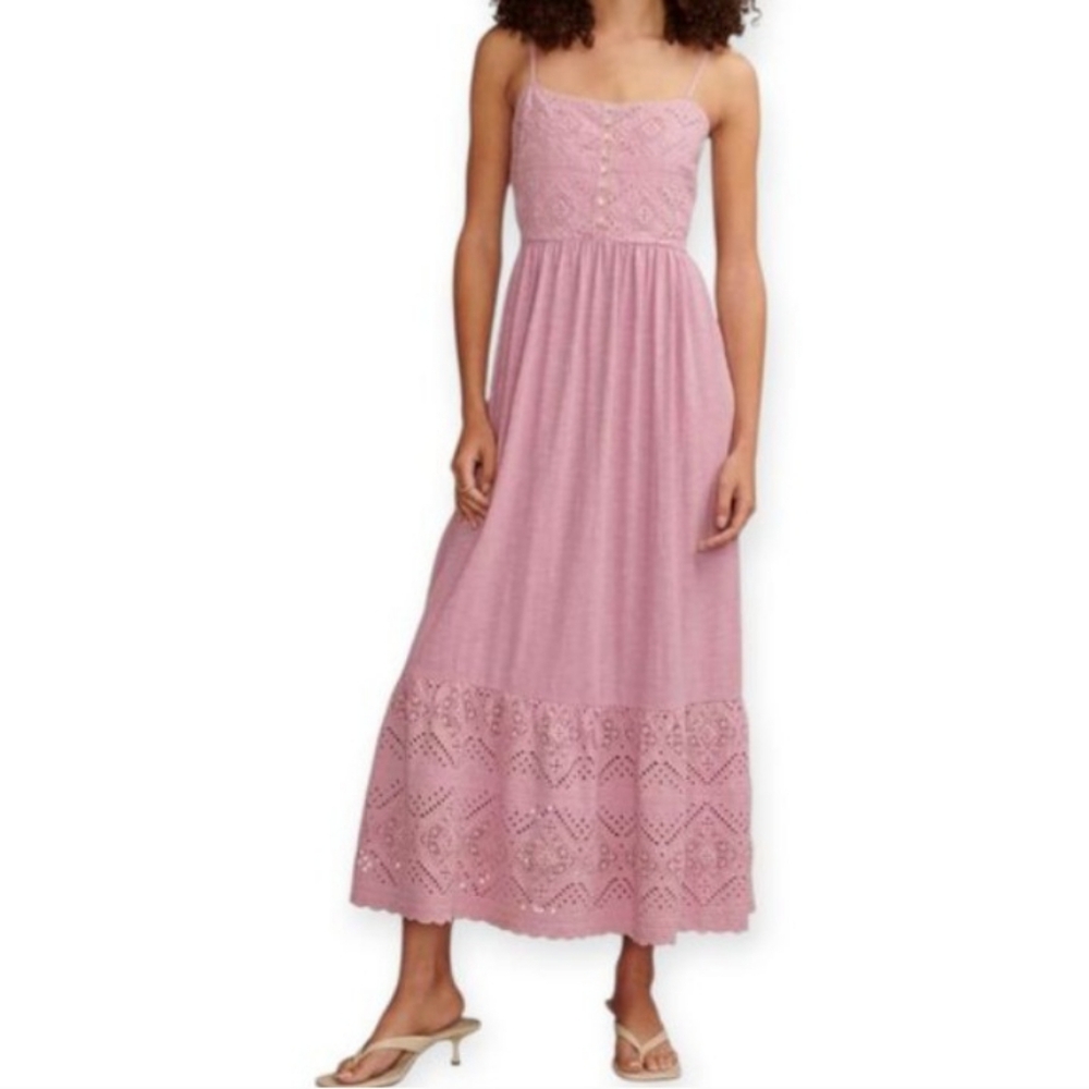 Lucky Brand Cutwork Smokey Grape Maxi Dress Sz.S EUC.